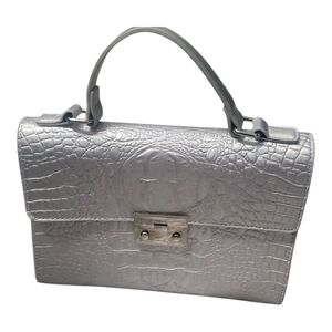 Elegant Silver Embossed Satchel